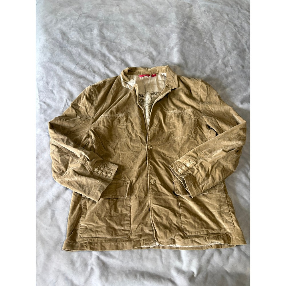 Unionbay Mens XXL Tan Corduroy Blazer Jacket Seattle Graphic Lining Khaki